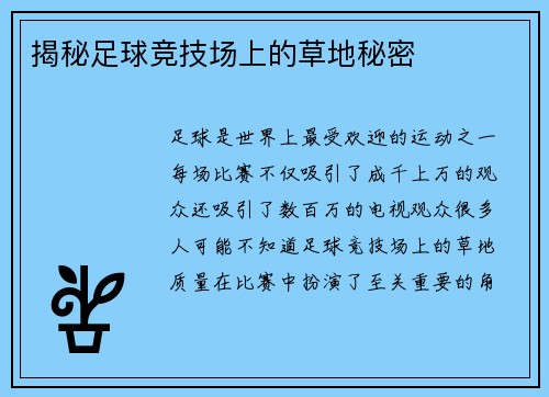 揭秘足球竞技场上的草地秘密